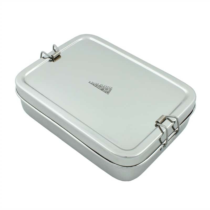 Large rectangle stainless steel lunch box with mini snack pot
