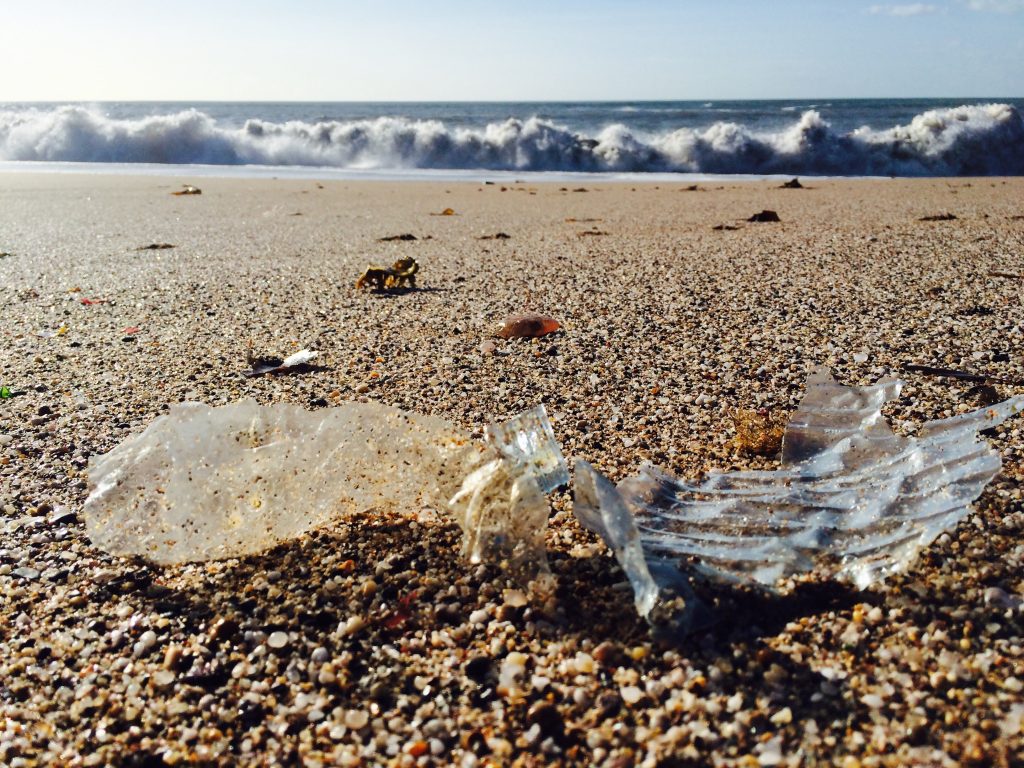 plastic bottle on beach