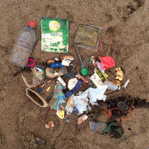 plastic washed up on the beach